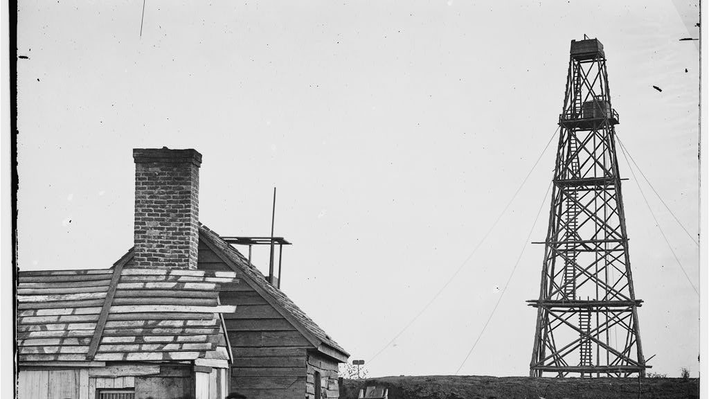 A Signal Corps tower at Bermuda Hundred, Virginia