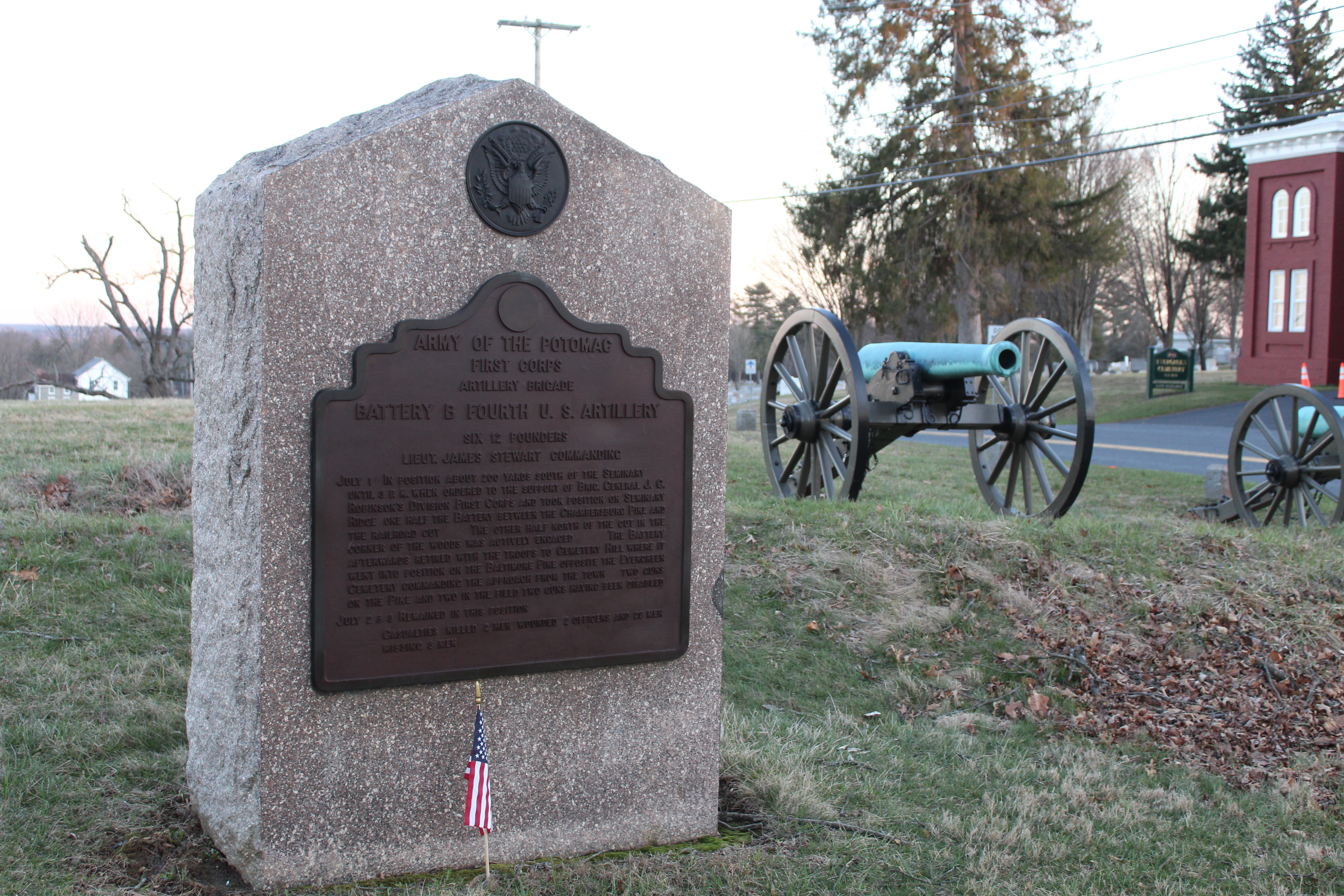 Battery B, 4th U.S. Artillery monument and artillery pieces