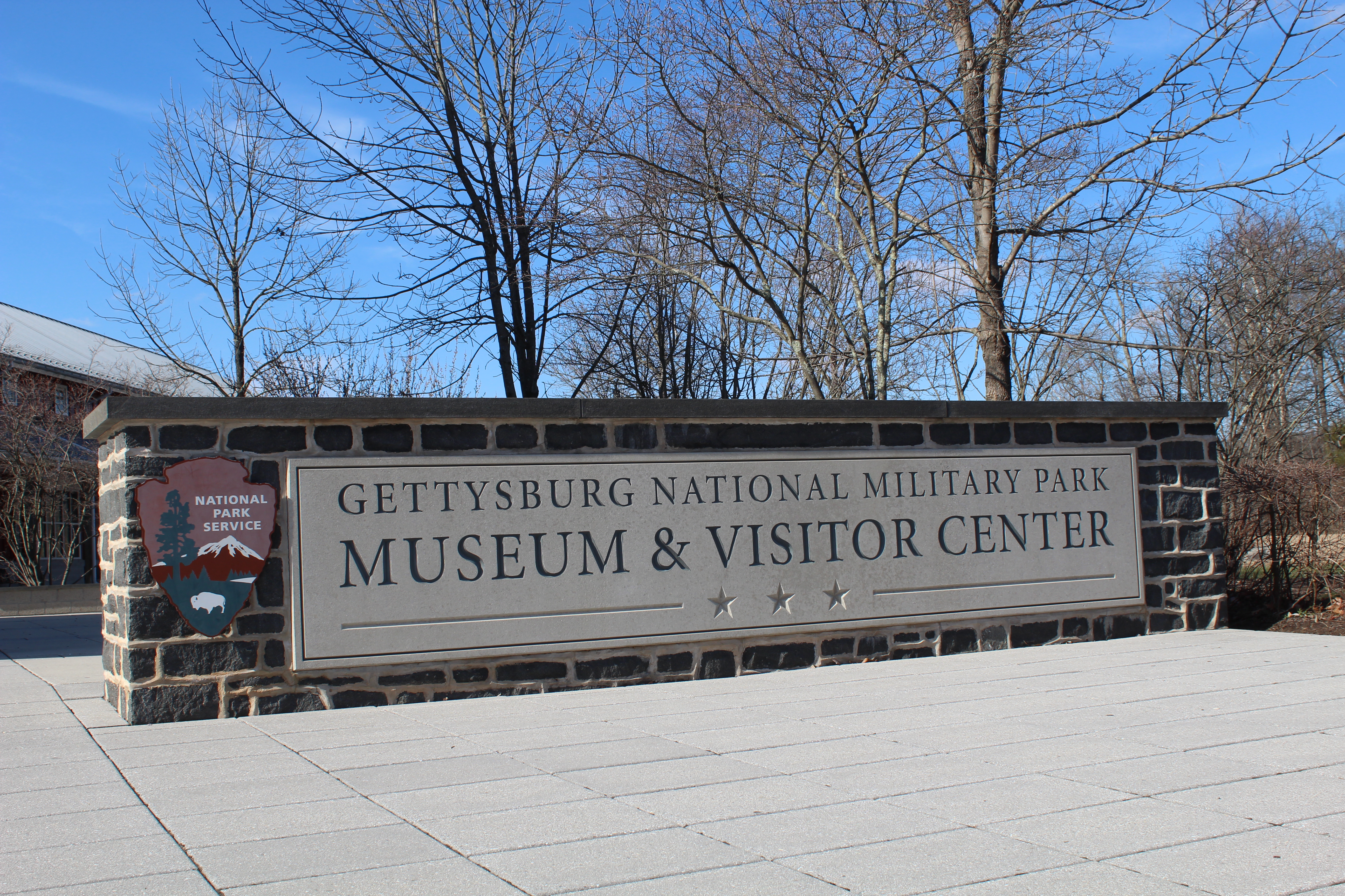 Gettysburg National Military Park Museum and Visitor Center sign